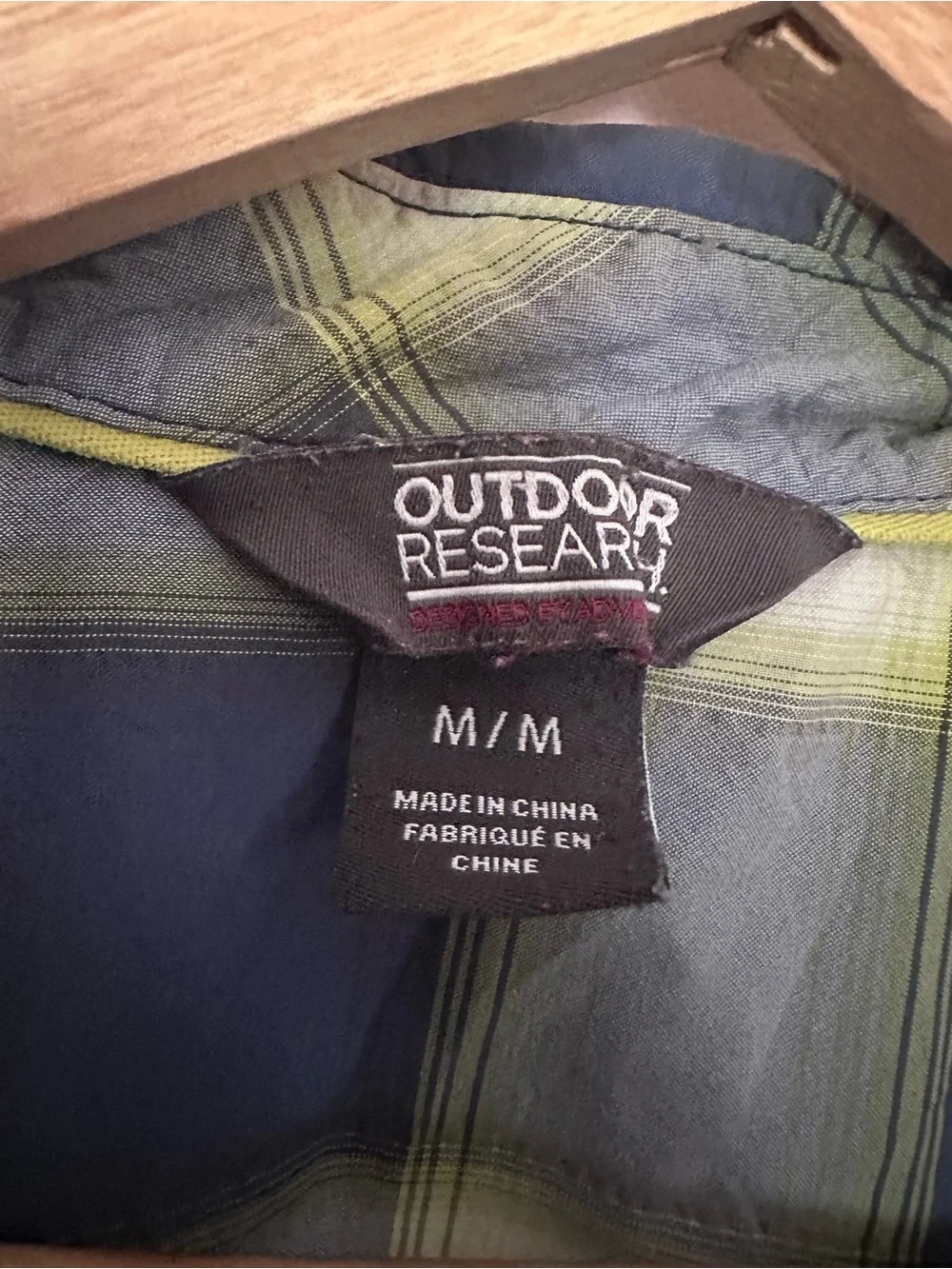 Outdoor Research Growler Shirt Blue Yellow Plaid Size Medium